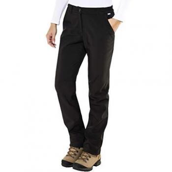 Regatta Women's Fenton Water Repellent and Wind Resistant Softshell Walking Trousers, Black, Size 12 Short