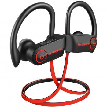 Auriculares con Bluetooth, BassPal TonePro U14 Auriculares inalámbricos a Prueba de Agua IPX7 con micrófono, Bajos Auriculares Deportivos para Gimnasio Entrenamiento 9 Horas de cancelación de Ruido