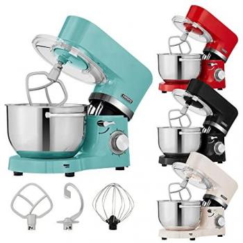 Batidora Amasadora Multifunción Arebos 1500W - 2 Recipientes de Acero Inoxidable (4,5L + 5,5L) - 6 Velocidades - Robot de Cocina con Gancho