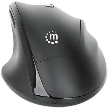 Ratón Ergonómico Inalámbrico Manhattan 190237 con Receiver USB-A y USB-C, Ajustable 800/1200/1600 DPI, Alcance de 10m, Seis Botones y Rueda de