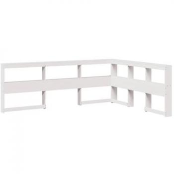 Cabecero Librería en Forma de L Blanco 150 cm Madera Maciza de Pino