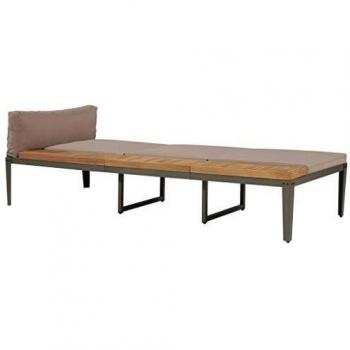 Acacia Wood Sun Lounger with Cushions - Brown