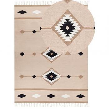 Alfombra Kilim Multicolor de Algodón 160 x 230 cm Reversible a Pelo Bajo Tejida a Mano Rectangular
