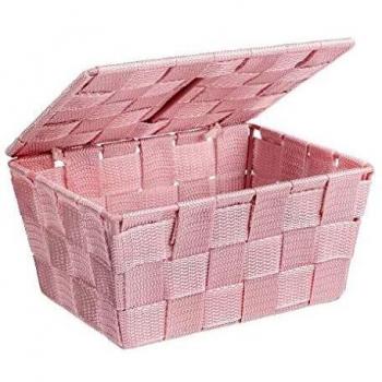 Wenko Adria Cesta con Tapa, Polipropileno, Rosa, 14x19x10 cm