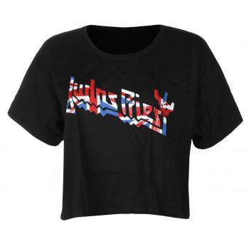 Judas Priest Women's Black Boxy Glitter Print T-Shirt - ROCK OFF XL