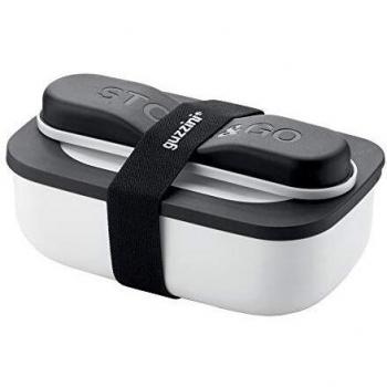 Set de Caja de Almuerzo Store&Go Blanco 900ml con Cubiertos de Viaje en Acero Inoxidable