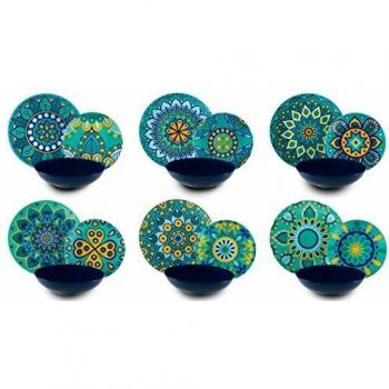 Excelsa Mandala Mediterraneo Vajilla de 18 piezas de porcelana, multicolor