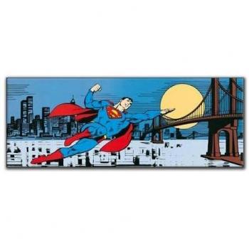 Artopweb Panel Decorativo con Diseño DC Comics Metropolis Skyline, Madera, Multicolor, 138x1.8x48 cm