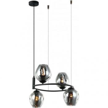 Lámpara colgante moderna Roxane Black, 4 luces, pantalla grafito ahumado, tipo de base E27