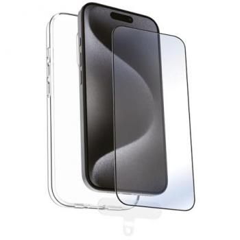 Muvit For Change Funda Compatible con Apple iPhone 16 Pro + Protector de Pantalla Vidrio Templado Plano Marco Negro