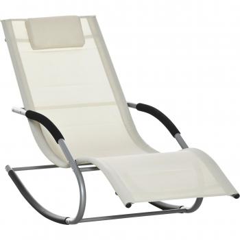 Tumbona Balancín Malta Outsunny Con Reposabrazos Beige 84X63x144 cm