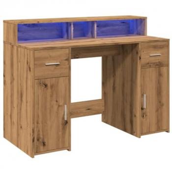 Escritorio con LED madera ingeniería roble artisian 120x55x91cm Vidaxl Marrón