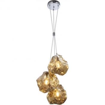Colgante Rock 3 bombillas Acero y vidrio Bronce metalizado y Cromo