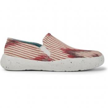 CAMPERLAB Peu Stadium - Men's Sneakers in Beige/Burgundy/Red, Size 45 and Size 11, Cotton Fabric