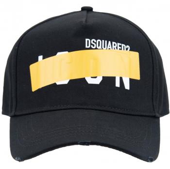 Dsquared2 Black Tape Logo Baseball Cap for Men, One Size