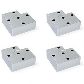 EMUCA Pies para muebles de plástico gris metalizado, Patas para mueble, Lote de 4 pies de altura 30 mm