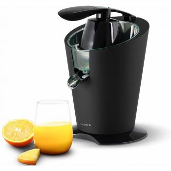 IKOHS ZUMIK - Exprimidor Eléctrico de Brazo Ergonómico, Dos Conos Desmontables, 160 W, Bol 150 ml, Libre de BPA, Filtro Acero Inoxidable, Sistema Antigoteo, Extracción Continúa del Zumo
