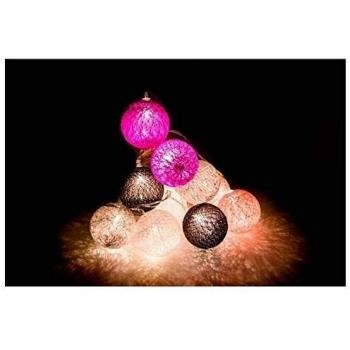 GUIRNALDA 10LEDS ALGODON 6X150 BOLAS ROSAS