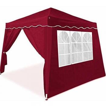 Pabellón Plegable Capri Vino Tinto 3x3m con 4 Paredes Laterales y Protección UV 50+