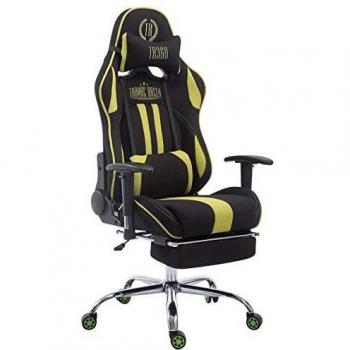 Silla Gaming Racing XL Limit en Tela Negro/Verde con Reposapiés y Soporte hasta 150 kg