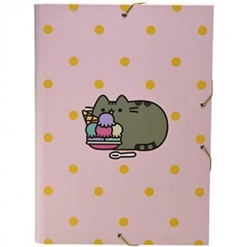 Carpeta solapas premium Pusheen rose collection - Carpeta A4 - Carpeta clasificadora escolar / Carpeta portafolios - Carpeta clasificadora cartón - Carpeta gomas A4 - Vuelta al cole material escolar