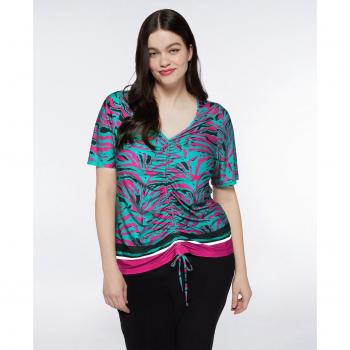 Camiseta estampada con escote en V para mujer