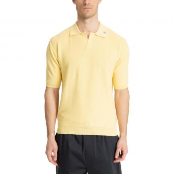 GCDS Men's Yellow Plain Logo Polo Shirt Size L