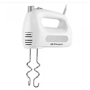 Orbegozo BA 3250 - Batidora amasadora, 6 velocidades, función Turbo, varillas mezcladoras y amasadoras inox, accesorios aptos para lavavajillas, 400 W