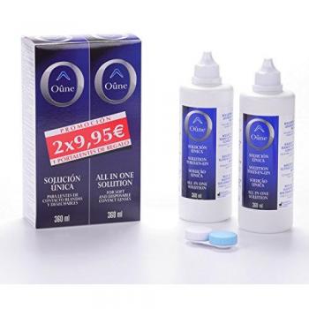 Oune Oune Solución para limpieza y desinfección de lentes de contacto blandas, Pack 2 x 360 ml