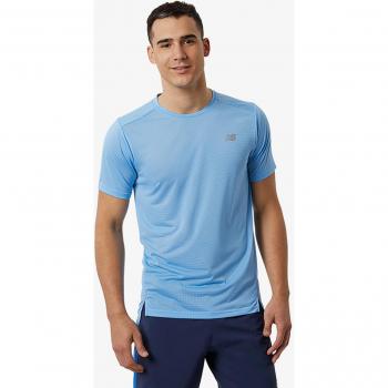 Camiseta Running Hombre New Balance Accelerate Manga Corta Ligera y Transpirable con Tecnología de Humedad NB Dryx Azul Cielo Gris - L