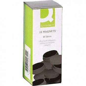 Q-Connect Imanes Para Sujeción Ideal Para Pizarras Magnéticas 25 Mm Negro Caja De 10 Imanes