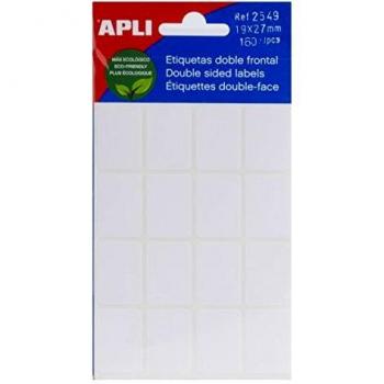 APLI 2549 - Etiquetas blancas doble frontal, 5 hojas, 19 x 27 mm