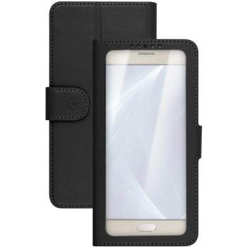 Celly UnicaView - Funda Universal con Ventana Frontal con Sistema Slide Touch para Smartphone de 5.0-5.5, Color Negro