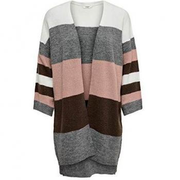 JACQUELINE de YONG Chaqueta de punto a rayas para mujer. Woodrose S