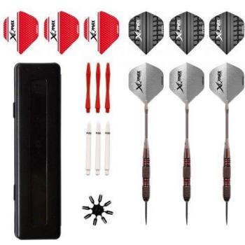Juego de Dardos XQ MAX Niquelados, 21g, Rojo - Set de 30 Piezas con Punta de Acero