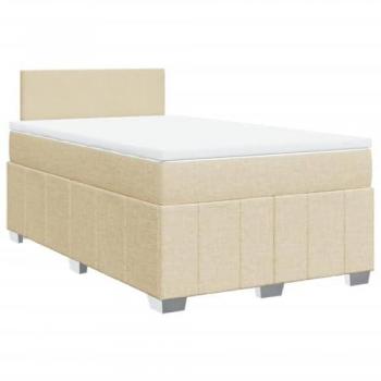 Cama box spring con colchón de muelles color crema 120x200 cm tela
