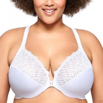 Glamorise Wonder Wire Front Closure T-Back Bra White 42F for Women