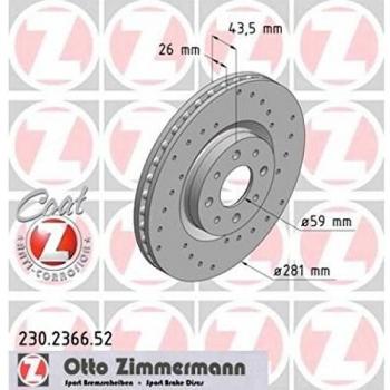 Zimmermann 230,2366.52 Freno de Disco Delantero, Perforado, Sport Coat Z