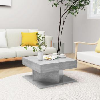 Mesa baja de madera multicapa y aglomerado con acabado en hormigón gris, dimensiones 57x57x30 cm