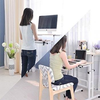 soges Mesa de pie Ajustable Escritorio de computadora Estación de Trabajo móvil Escritorio Sit-Stand Escritorio de pie, l Escritorio Superior,101-BK-N