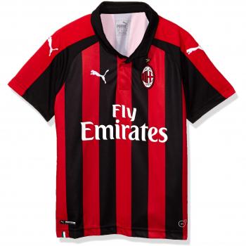 Puma AC Milan Home Replica SS with Sponsor Logo Jersey, Niños, Tango Red/Black, 176