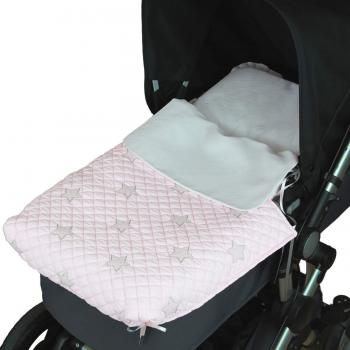 Saco de Coche o capazo Universal Rosy, Fabricado en Microfibra y piqué Rosa Gris
