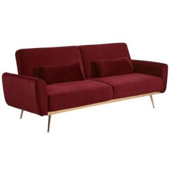 Sofá cama de 3 plazas de terciopelo LAUNEI - granate/burdeos