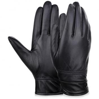 Vbiger Invierno Guantes de cuero de los hombres Guantes de Bicicleta al Aire Libre Guantes Calientes, Negro1, X-Large