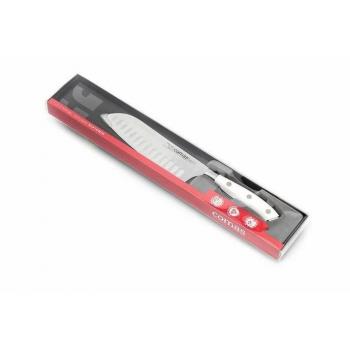 Cuchillo Santoku Profesional COMAS Marble 18 cm en Acero Alemán Blanco