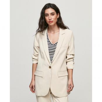 Blazer Recto de Mujer con Botón en Color Beige - Talla 42