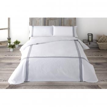 ESTELA - Set de Funda nórdica y 2 Cojines CÁDIZ, Color Acero - Cama de 135/140 cm. - 100% Algodón de 200 Hilos