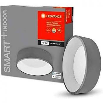 Ledvance Smart+ WiFi Orbis Cylinder CCT 45cm Gris Plafón LED 24W 2800lm Ajustable Blanco CCT 3000K-6500K Regulable
