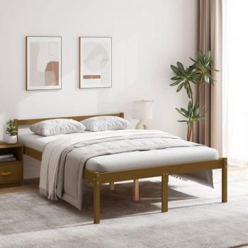 Cama para ancianos de madera de pino 135x190 cm doble color marrón miel