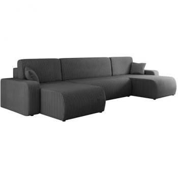 Sofá rinconero Shelton 103, gris, función de descanso, caja de ropa de cama, 312x145x82cm